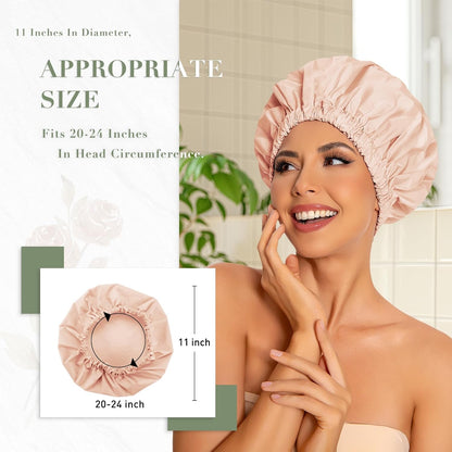 📢49% OFF !!Large Waterproof Reusable Shower Cap, Elastic Washable Bath Cap for Long Curly Hair Spa Travel