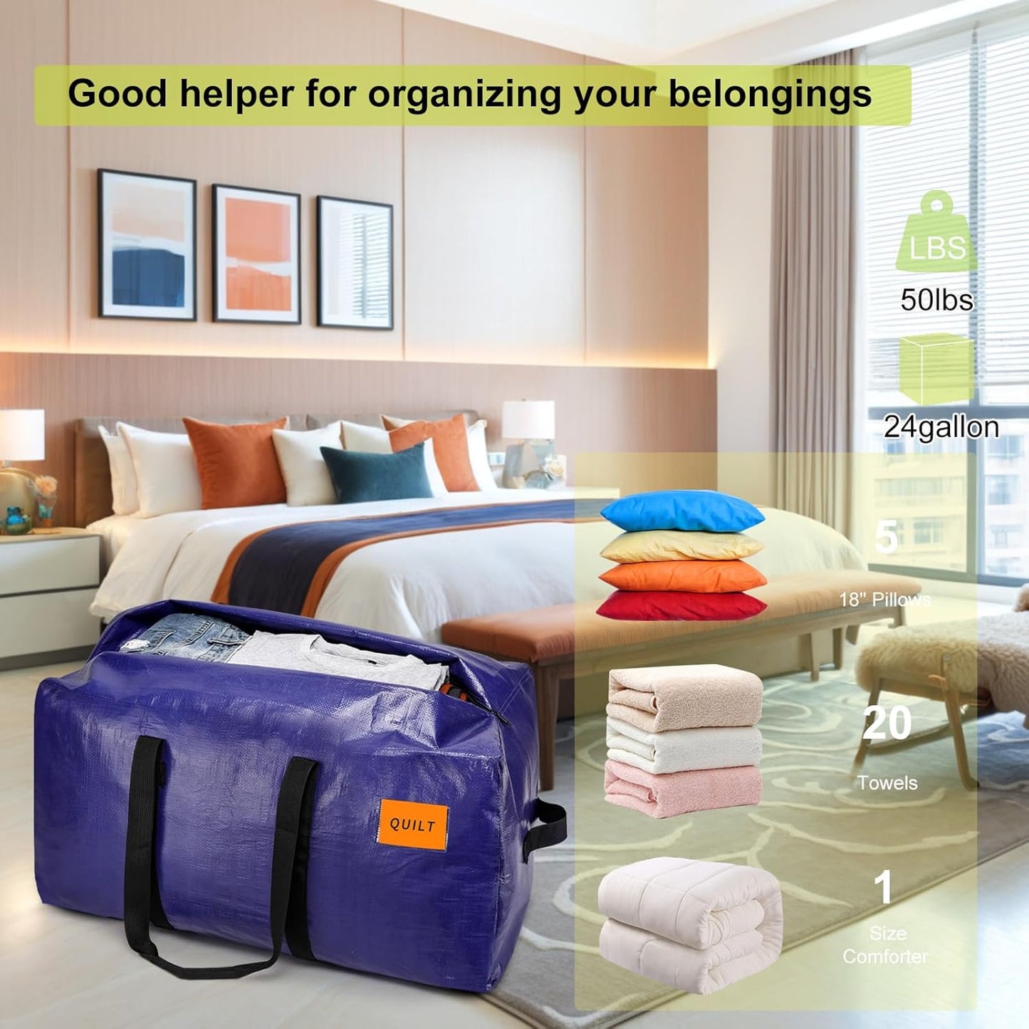 🧳 Heavy-duty, extra-large blue foldable zippered storage bag