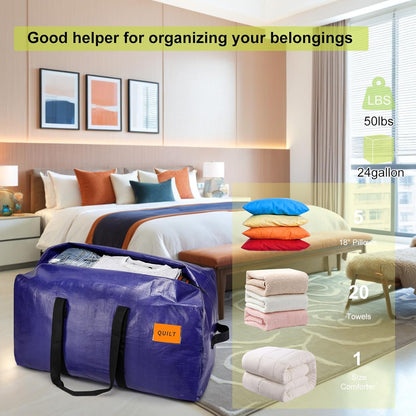 🧳 Heavy-duty, extra-large blue foldable zippered storage bag
