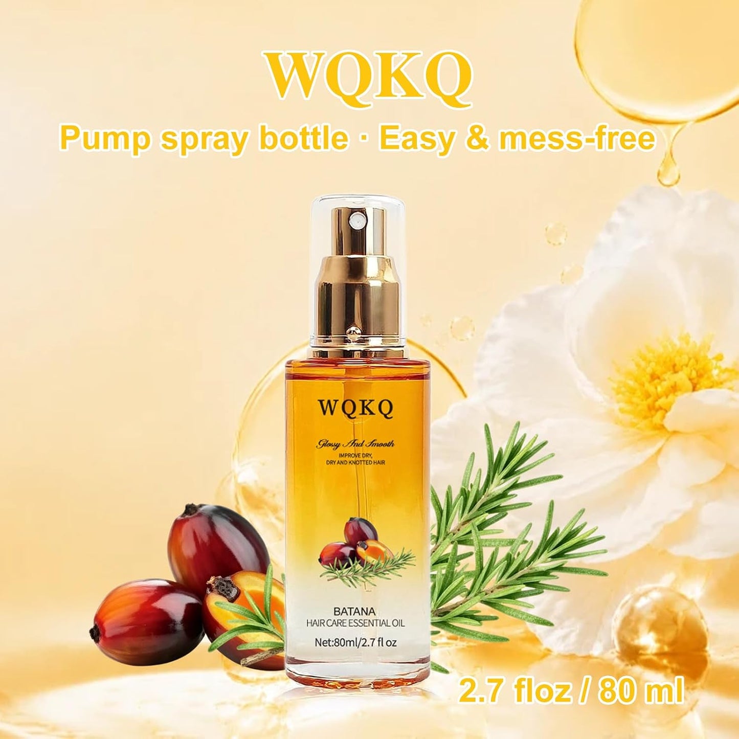 Hair Oil Spray, with Jojoba & Shea Butter, Clear Conditioning Oil for Dry & Curly Hair, Detangling, Styling, Moisturizing for Women & Men