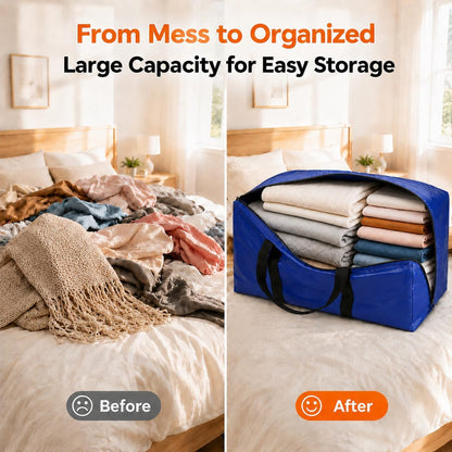 🧳 Heavy-duty, extra-large blue foldable zippered storage bag
