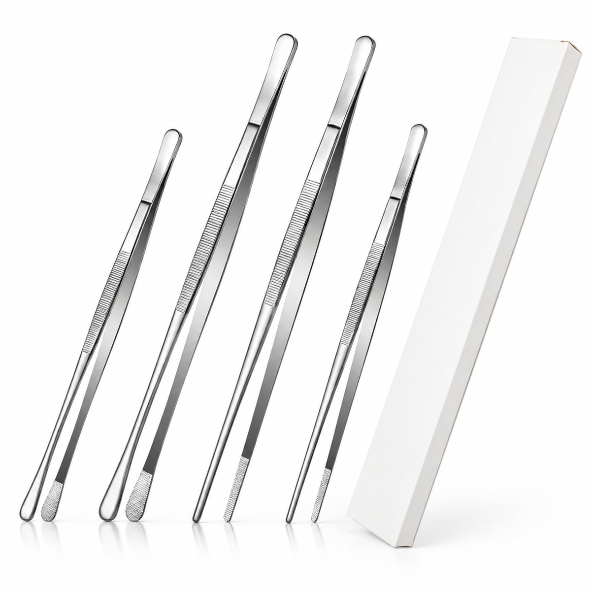 🍴 Stainless Steel Cooking Tweezers | 10" & 12" Precision Kitchen Tongs