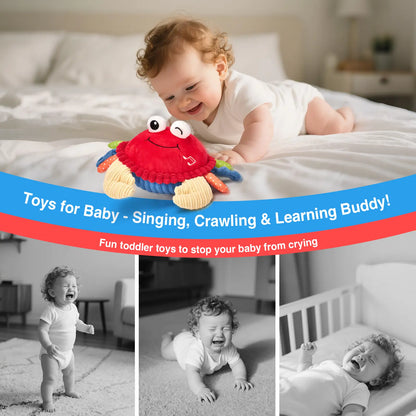 🦀Musical Interactive Bouncing Crab Plush Toy - 48 Songs & Recording Feature, Dancing Walking Moving Bouncing🥰