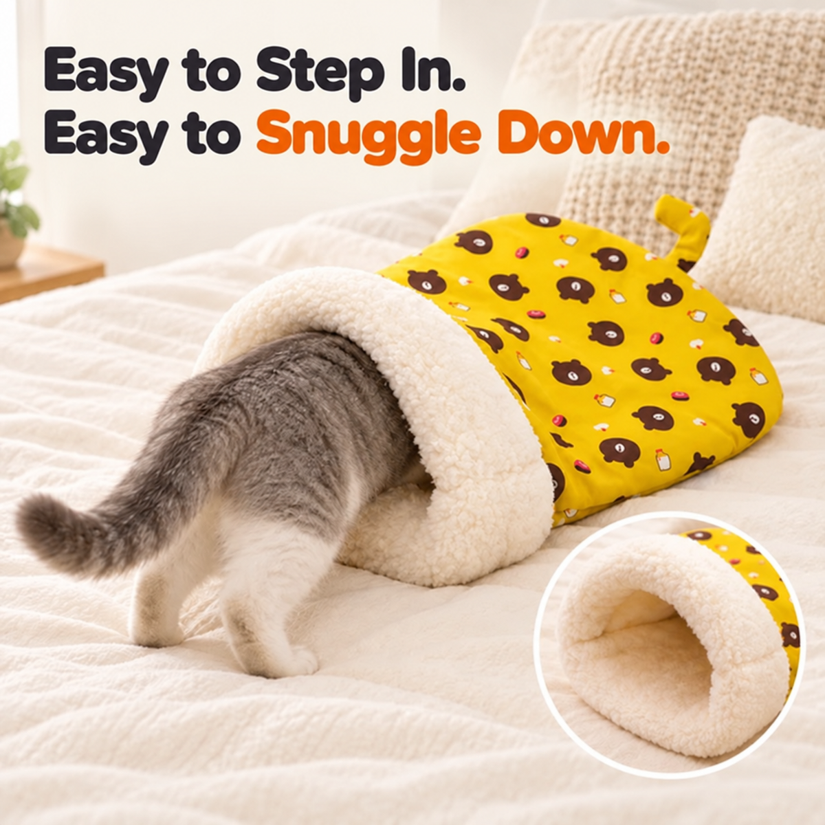 🐾 Cozy Cat Sleeping Bag – Soft Plush-Lined Bed for Burrowing & Snuggling 💤