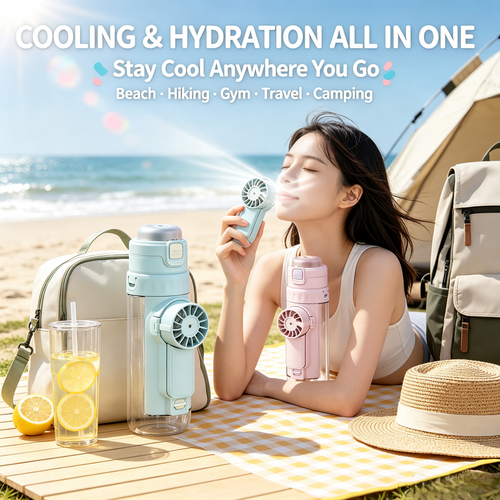 💦Summer Hot Sale-50% OFF🔥2 in 1 Portable Detachable Fan Water Bottle🥤