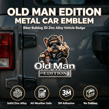 🚗Funny Old Man Edition 3D Metal Car Emblem, 3D Retro Cowboy Truck SUV Sticker Decal, Gift For Dads Bikers Truck Owners🐶
