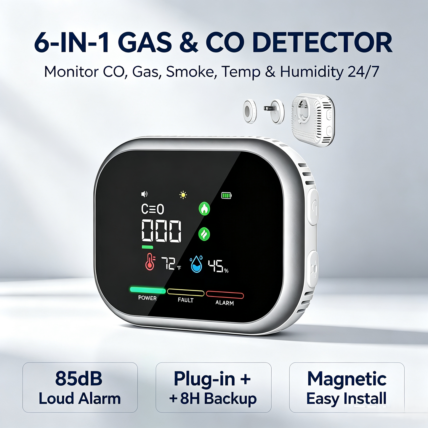 🔥Limited Time 50% OFF🔥6-in-1 Gas & CO Detector with Temp Humidity Monitor