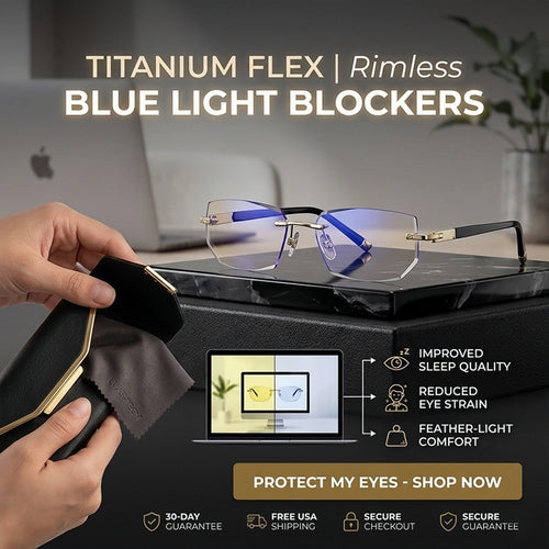 🔥 Intelligent Auto-Focus Zoom Glasses👓 - Blue Light Blocking & Anti-Eye Strain Rimless Eyewear