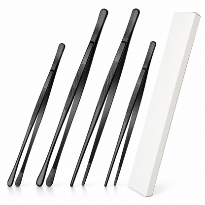 🍴 Stainless Steel Cooking Tweezers | 10" & 12" Precision Kitchen Tongs