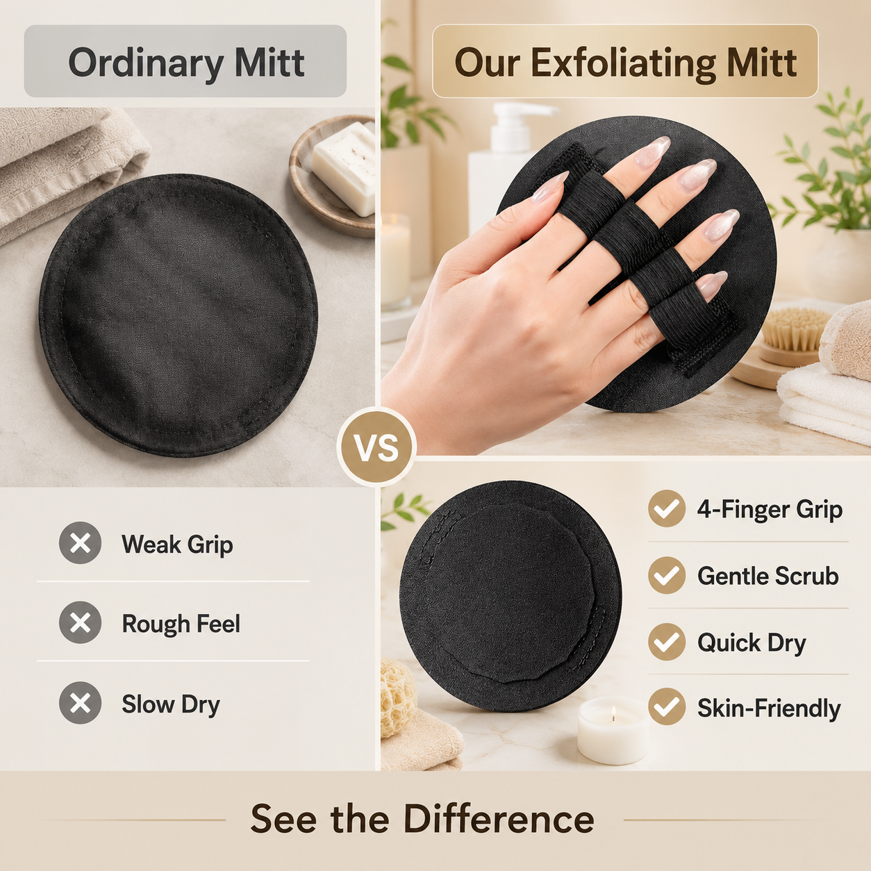 🧽 4 Counts Soft Exfoliating Shower Scrubber🔥Effectively cleanses the body and gently exfoliates