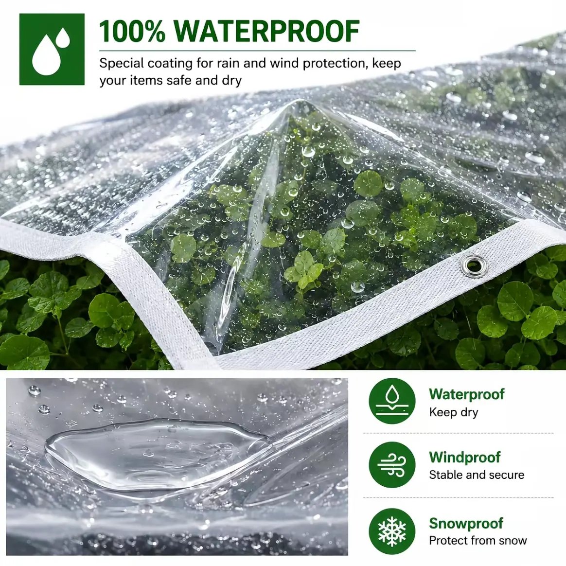 🔥LAST DAY 50% OFF - 🌧️ Transparent Waterproof Tarp – Heavy-Duty Outdoor Cover with Secure Grommets