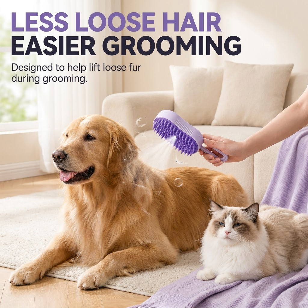3-in-1 Spray Bath Brush for Cats & Dogs – Groom
