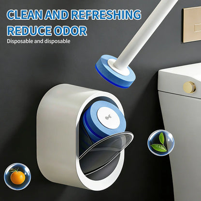 Disposable Toilet Brush Kit - 8/32 Refill Heads & Holder, Rotating No-Touch Deep Cleaner