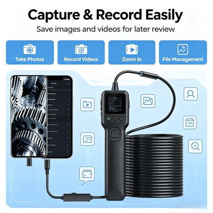 16.4ft HD Endoscope Camera for iPhone & Android, Multi‑Interface Industrial Endoscope for Car, Pipe, HVAC Repair