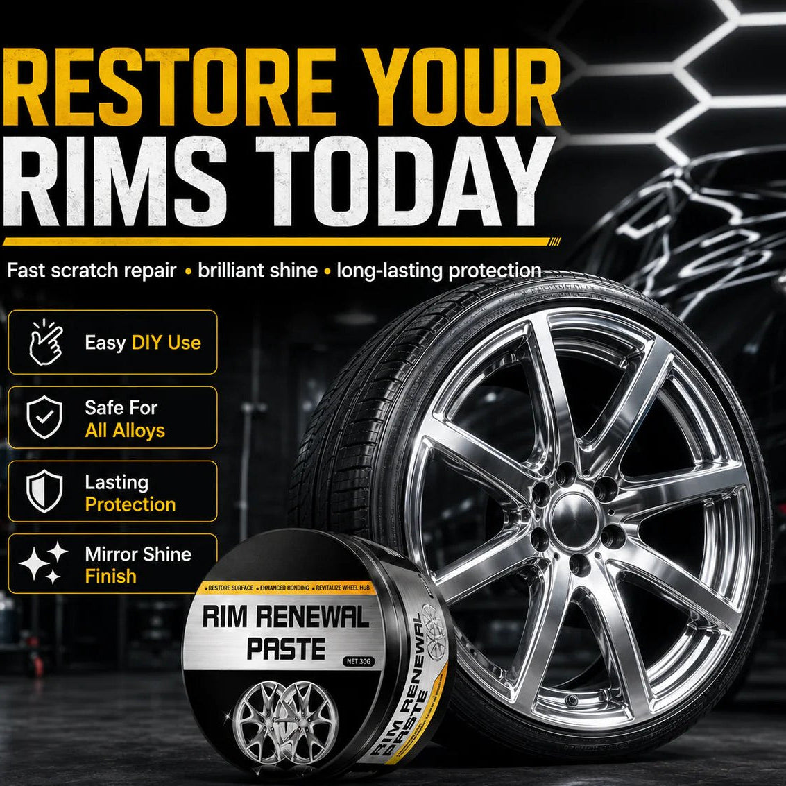 ✨ All-in-One Wheel Care & Restoration Paste | Clean, Polish & Protect 🚗