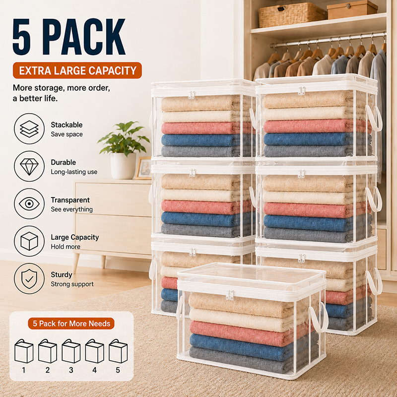 🎁 Mother's Day Sale 49% OFF📦Large Heavy-Duty Thick Plastic Clear Storage Bag for Clothes, Moving & Storage