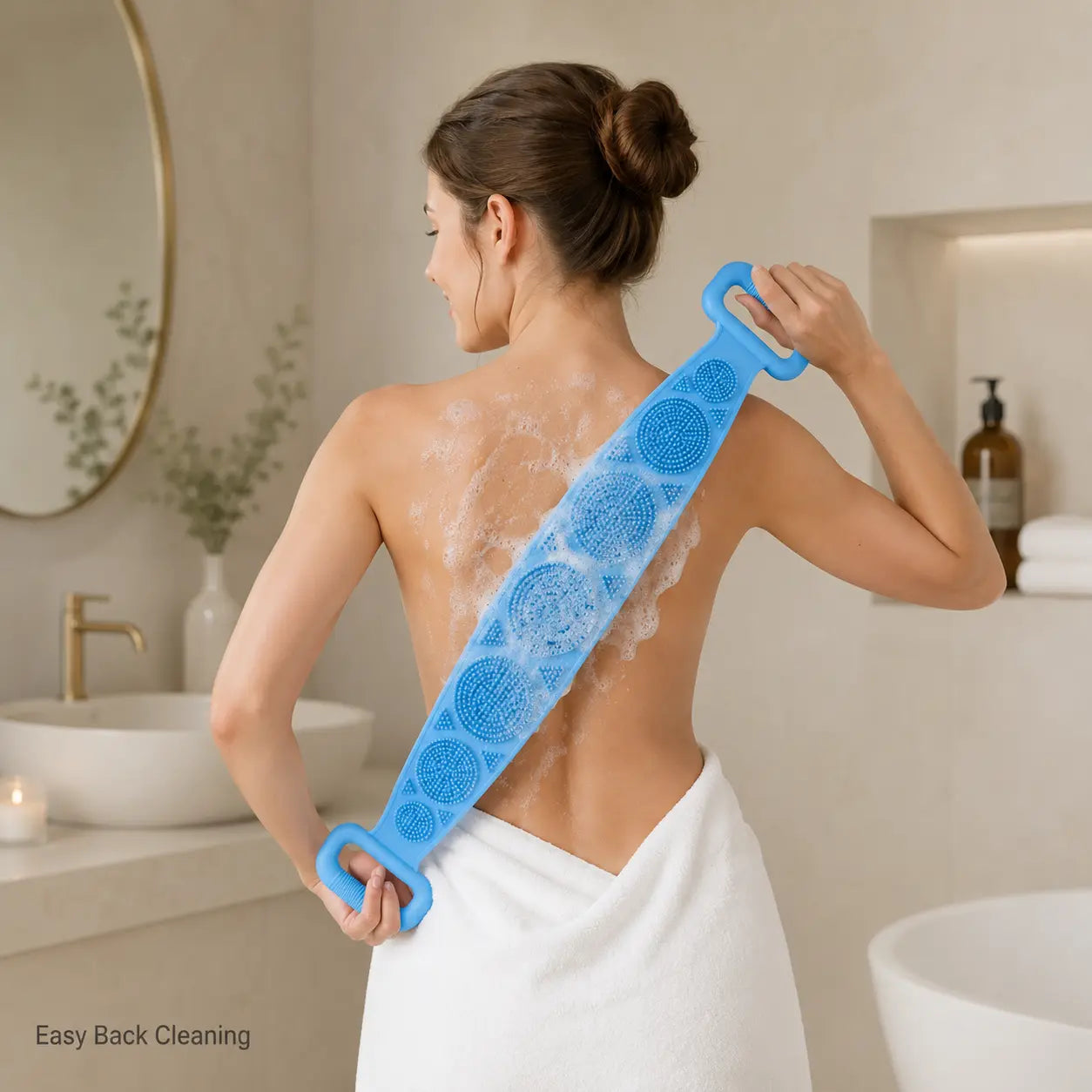 🚿 Dual Handle Silicone Back Scrub Strap | Deep Exfoliating Shower Brush
