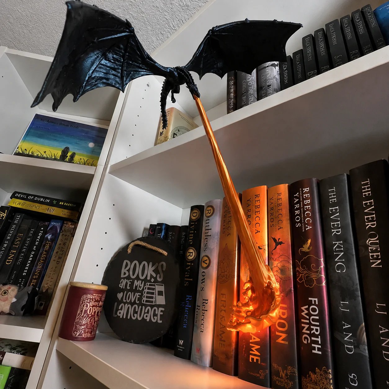 🔥 Limited 50% OFF🐉 Fire-Breathing Dragon Bookshelf Decor Lamp + LED Flame Light Kit