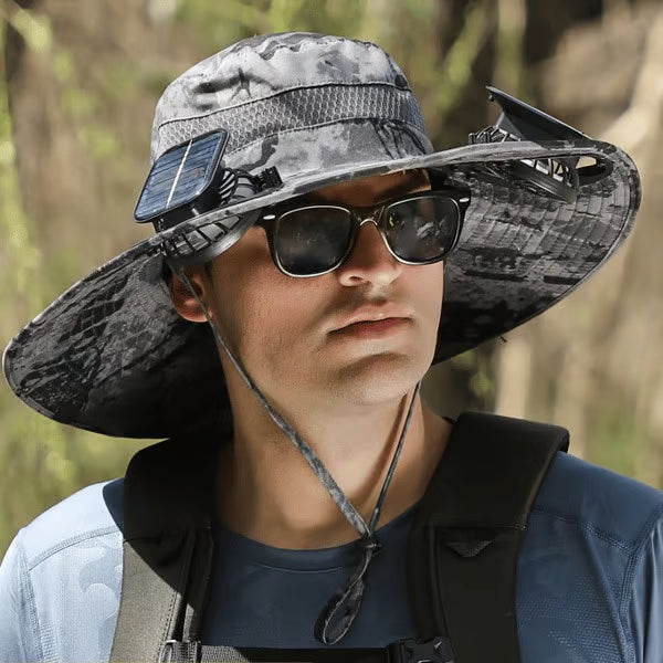 2026 New 3-Solar-Fan Cooling Hat — UPF50+ Sun Protection, Triple-Power Rechargeable, & Water-Resistant
