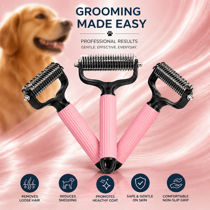 VeroGroom™ 2-in-1 Pet Undercoat Rake | Professional Double-Sided Dematting & Deshedding Tool for Dogs ✨🐕