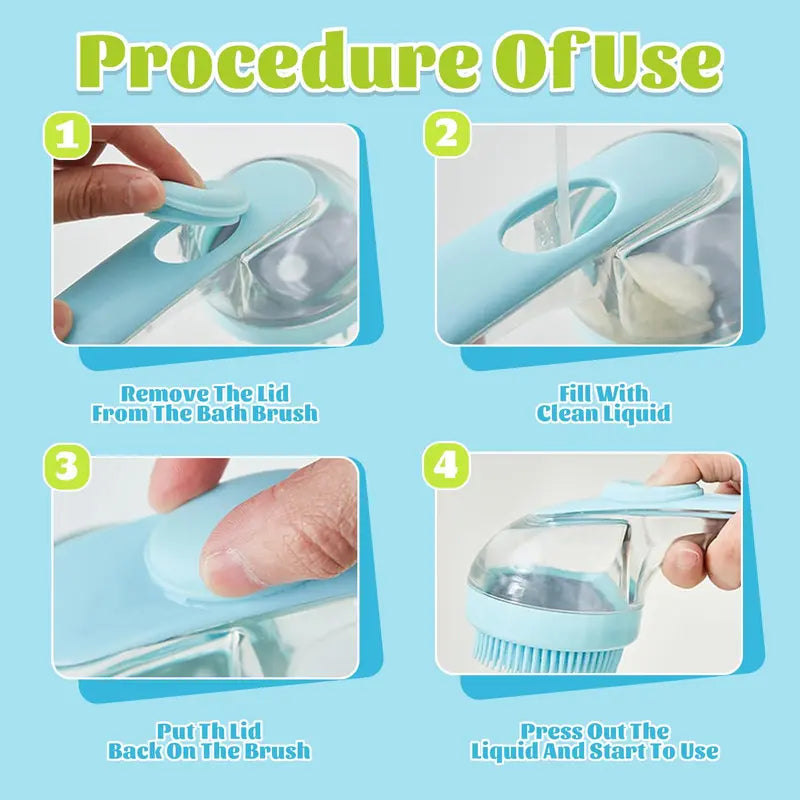🐕🧼Pet Bath Brush with Shampoo Dispenser for Dogs & Cats