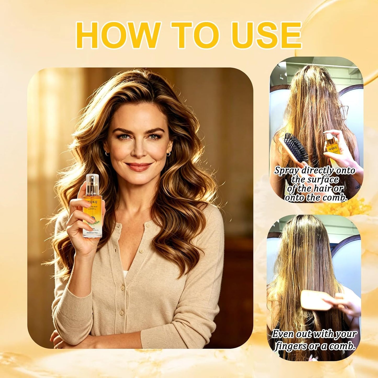 Hair Oil Spray, with Jojoba & Shea Butter, Clear Conditioning Oil for Dry & Curly Hair, Detangling, Styling, Moisturizing for Women & Men