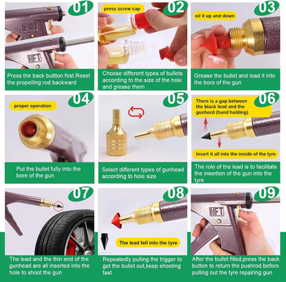 🔥Last Day 50% OFF🔥37 Pcs Mushroom Tire Plug Kit,Tire Plug Gun with 16 Plugs for Tubeless Tyre Punctures and Flats on Motorcycle,ATV,Trucks & Tractors,Fix a Flat Roadside Rapid Repair Set