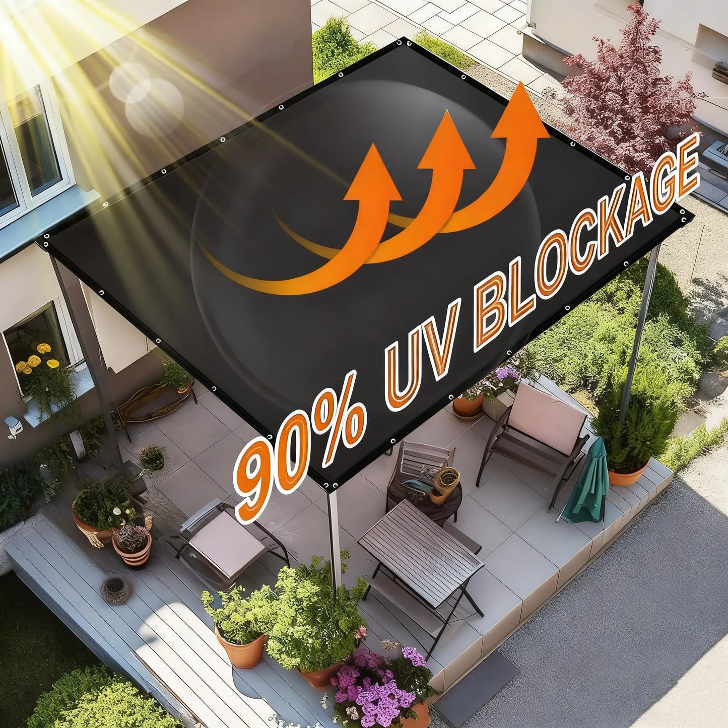 90% Blackout Cloth - 10x13ft UV-Resistant Shade Net