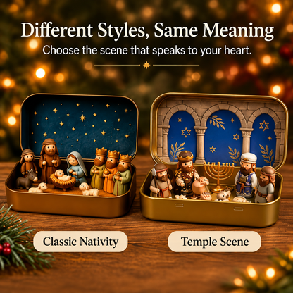 ⏳ Last Day 49% OFF –✝️Miniature Nativity Scene Set — A Little Tin, a Timeless Christmas Story🕊️