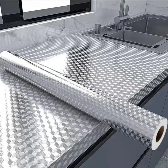 🔥Self-adhesive aluminum foil kitchen splash-proof wallpaper, designed for keeping kitchens and various walls clean