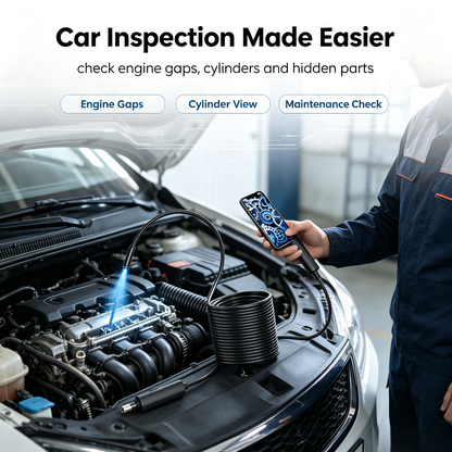 16.4ft HD Endoscope Camera for iPhone & Android, Multi‑Interface Industrial Endoscope for Car, Pipe, HVAC Repair