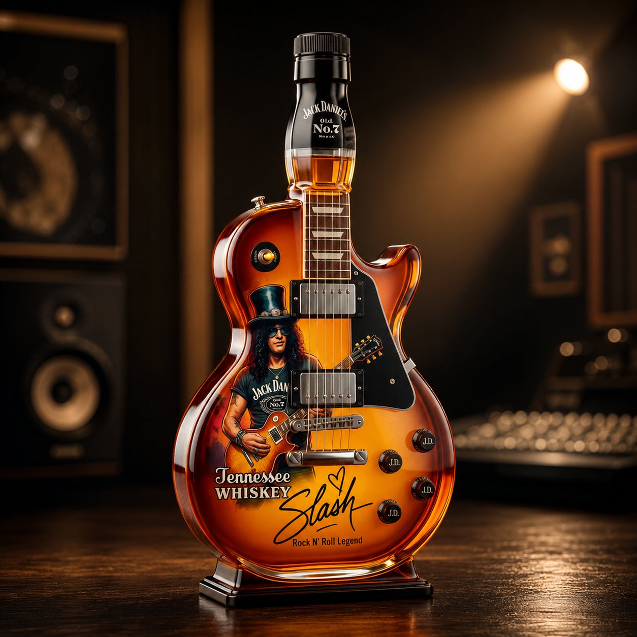 🎁 Father’s Day 49% OFF – 👨‍🎤🤘Appetite for Rock: Vintage Sunburst Guitar Figurine Spirit Bottle🎸✨