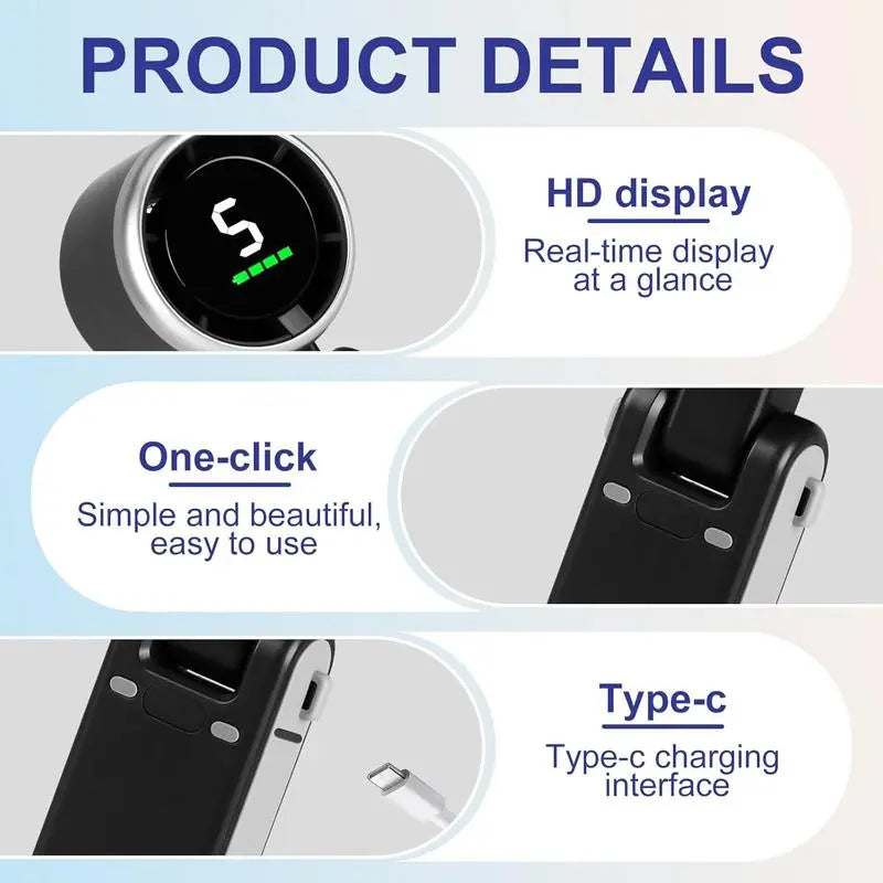 Portable Handheld Turbo Fan🍃❄️, 5 Gear Wind, 3 IN 1 Hand Fan Rechargeable
