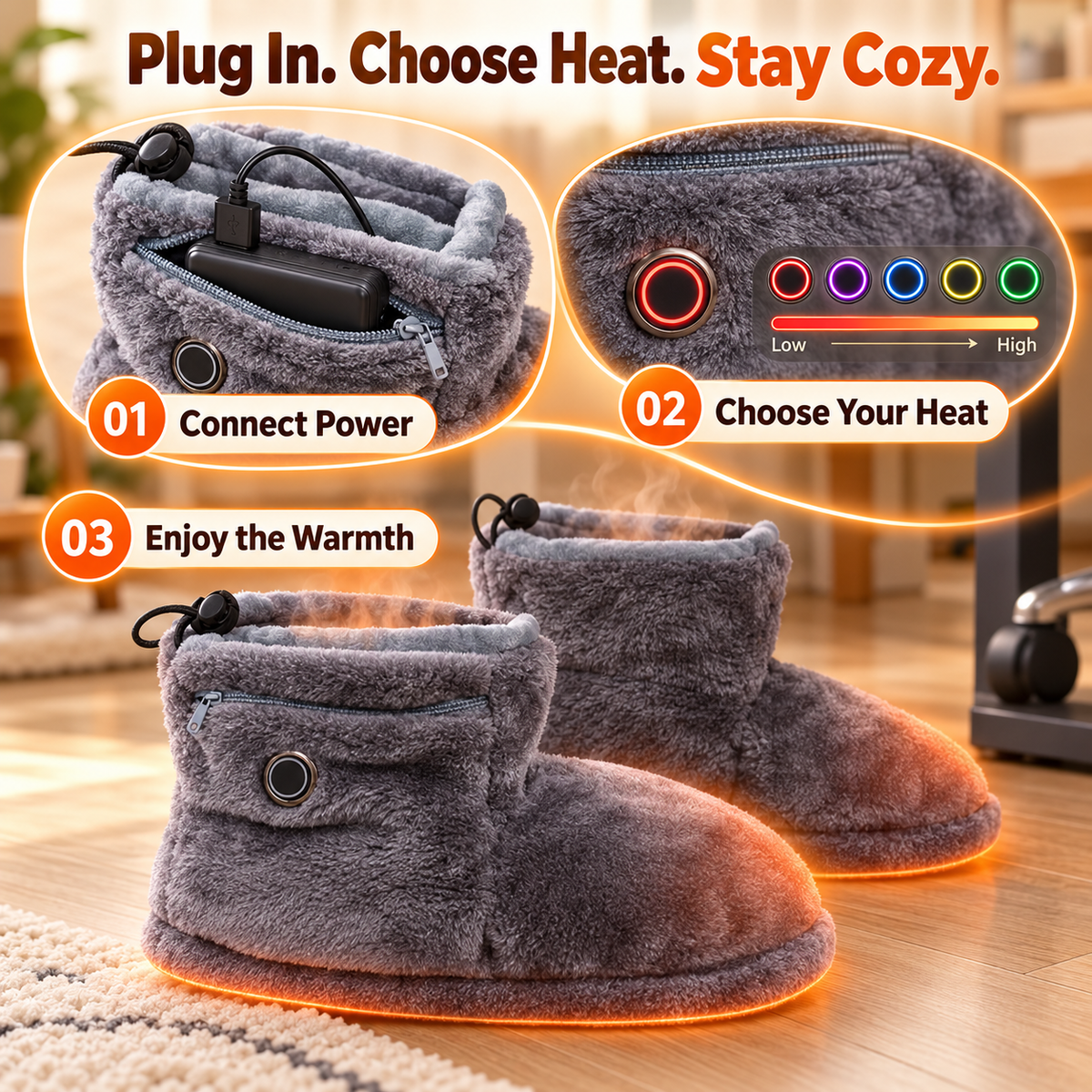 🔥Limited Time 50% OFF🔥Heated Plush Slipper Boots