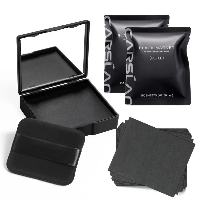 Black Magnet Oil Blotting Setting Sheet - 2 in 1