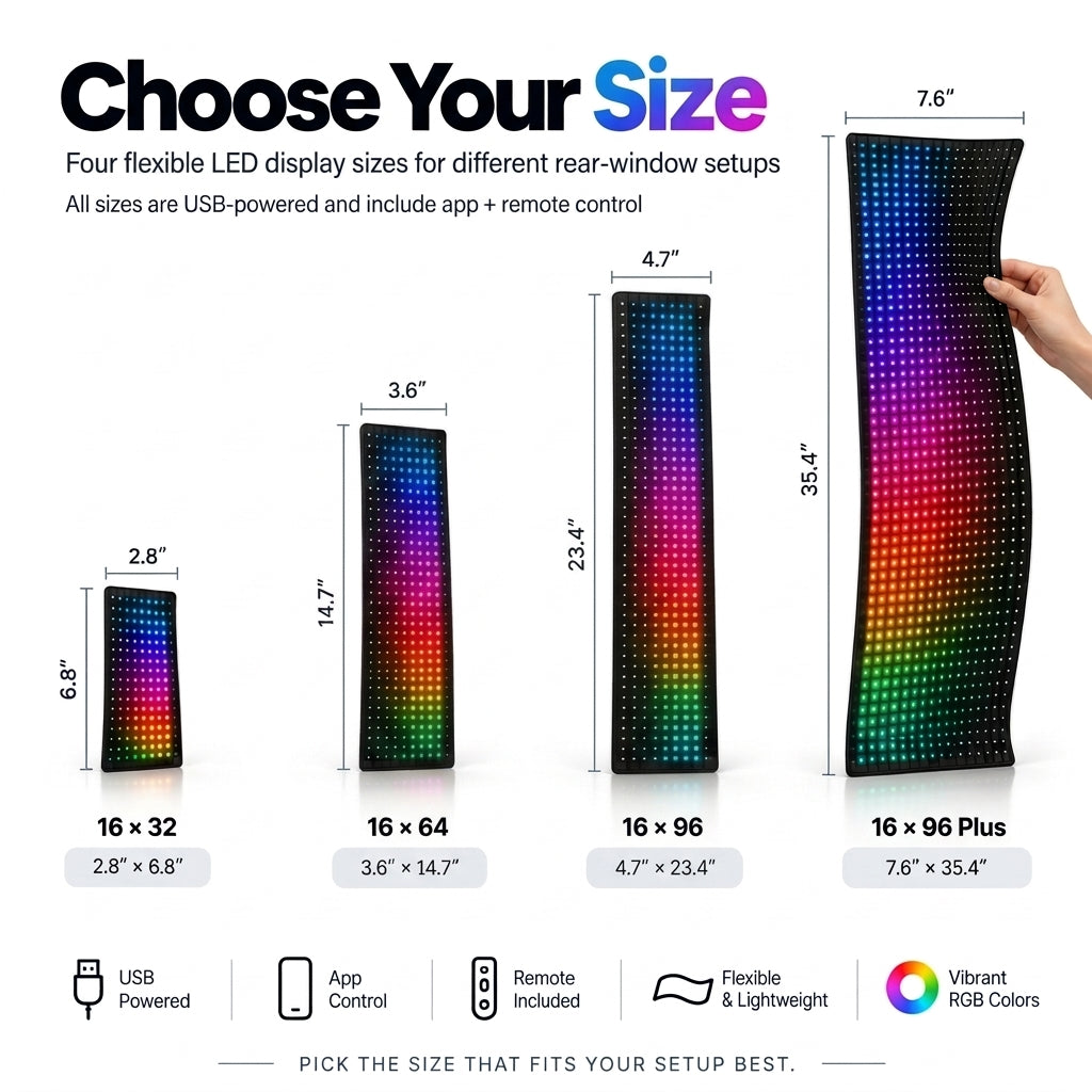 🚗 RGB Pixel LED Car Window Display | Custom Messages, Emojis & Animations 🌈
