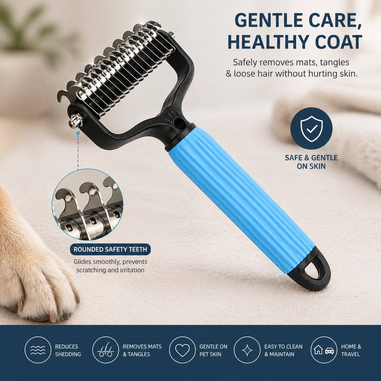 VeroGroom™ 2-in-1 Pet Undercoat Rake | Professional Double-Sided Dematting & Deshedding Tool for Dogs ✨🐕