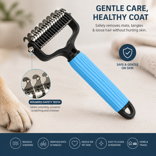 VeroGroom™ 2-in-1 Pet Undercoat Rake | Professional Double-Sided Dematting & Deshedding Tool for Dogs ✨🐕