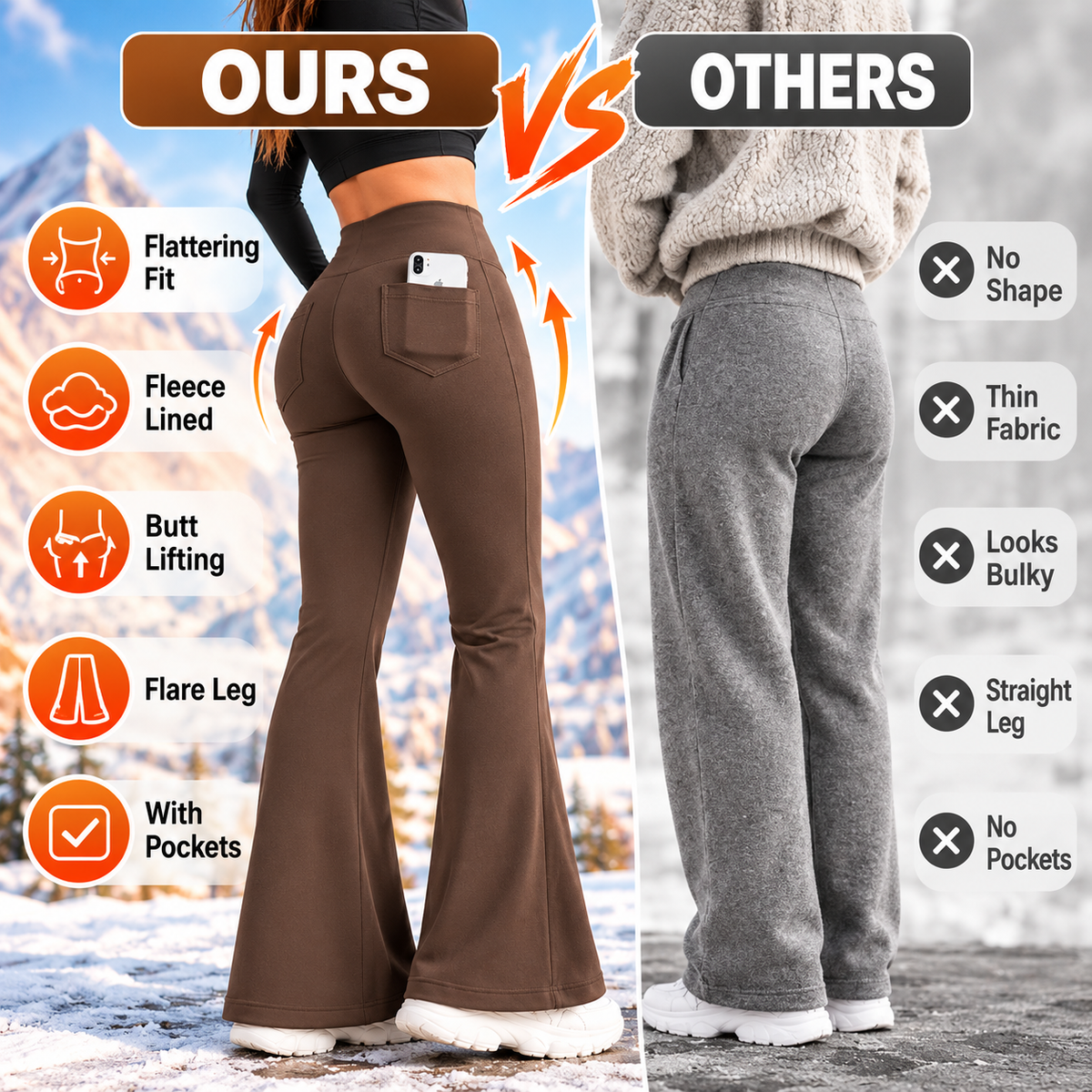 🔥 Limited-Time 49% OFF- Women's Fleece-Lined Flare Leggings with Back Pockets