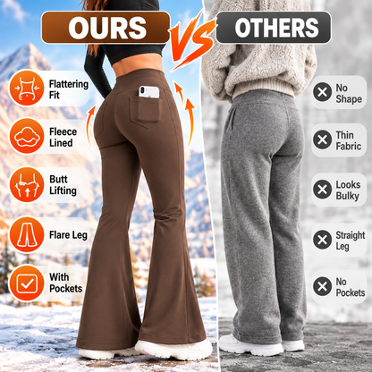 🔥 Limited-Time 49% OFF- Women's Fleece-Lined Flare Leggings with Back Pockets