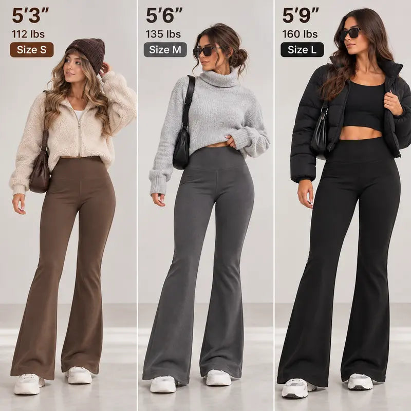 🔥 Limited-Time 49% OFF- Women's Fleece-Lined Flare Leggings with Back Pockets