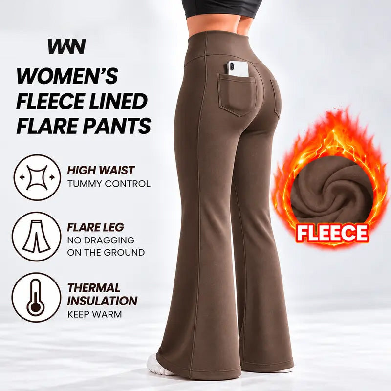 🔥 Limited-Time 49% OFF- Women's Fleece-Lined Flare Leggings with Back Pockets