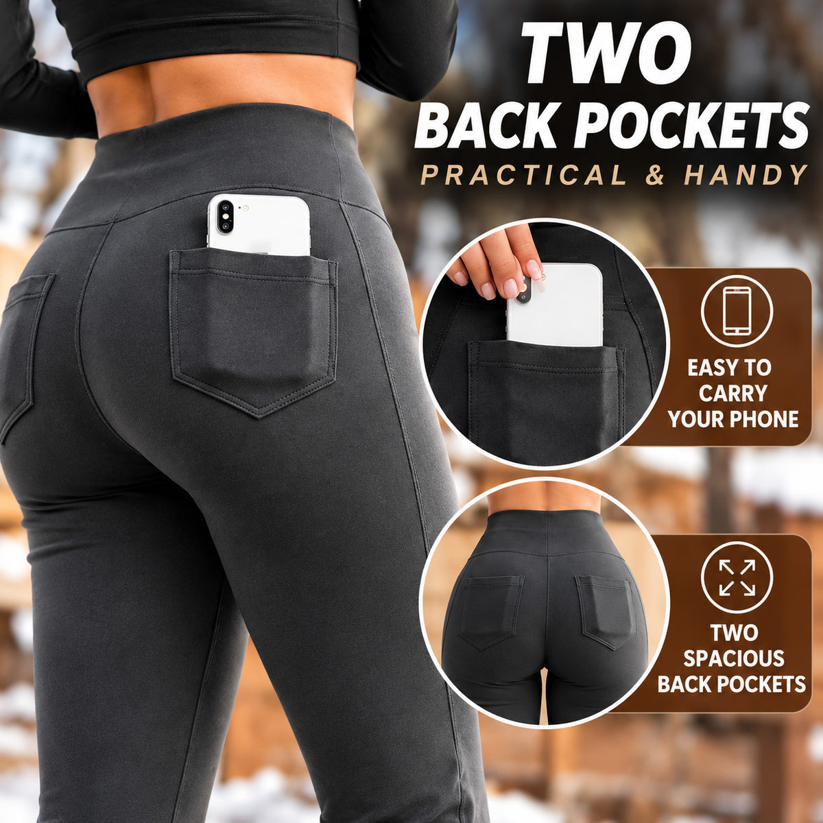🔥 Limited-Time 49% OFF- Women's Fleece-Lined Flare Leggings with Back Pockets