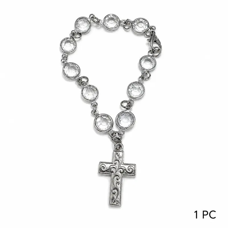 ✝️ Crystal Cross Car Charm ✨ Faith-Inspired Steering Wheel Decor