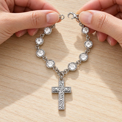 ✝️ Crystal Cross Car Charm ✨ Faith-Inspired Steering Wheel Decor