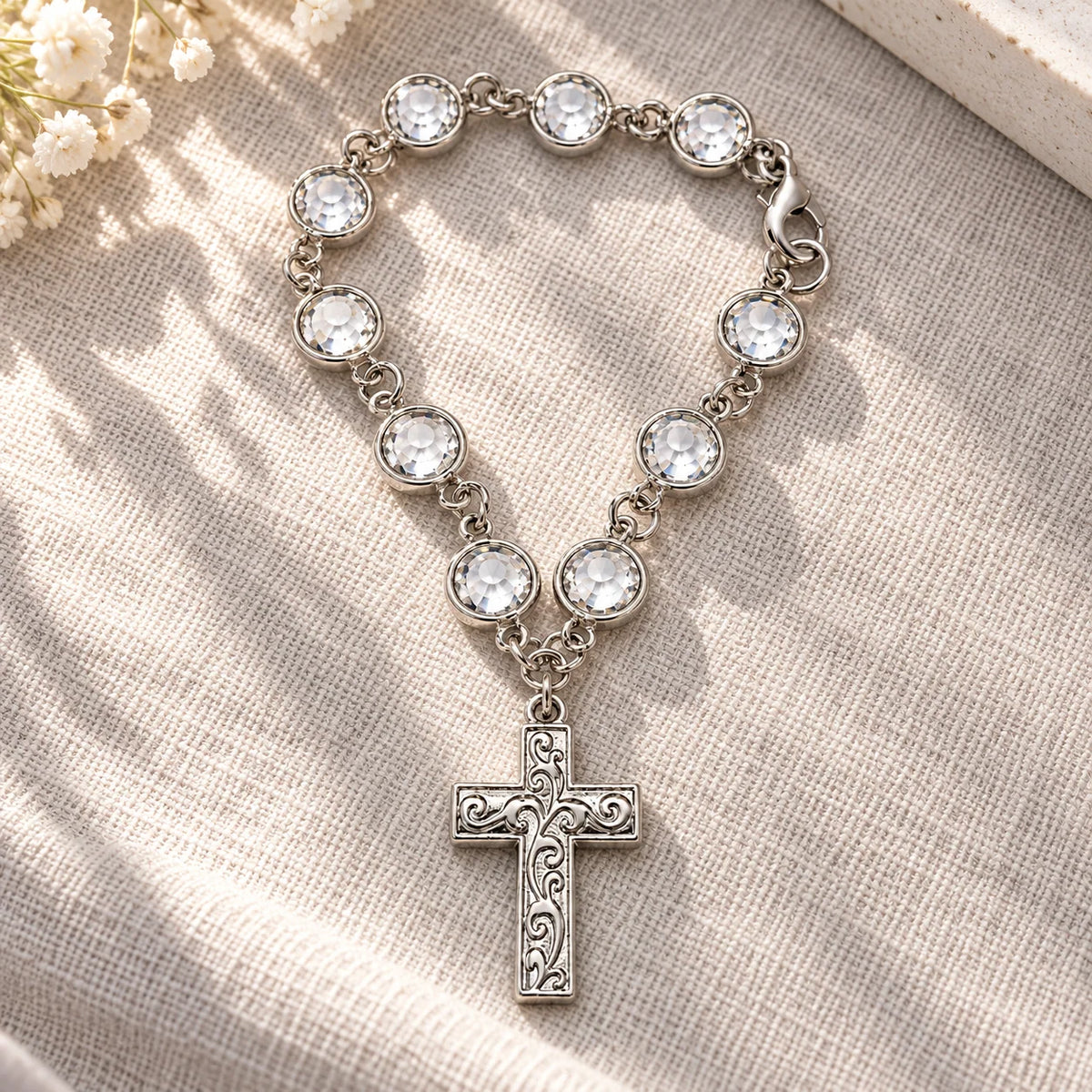 ✝️ Crystal Cross Car Charm ✨ Faith-Inspired Steering Wheel Decor