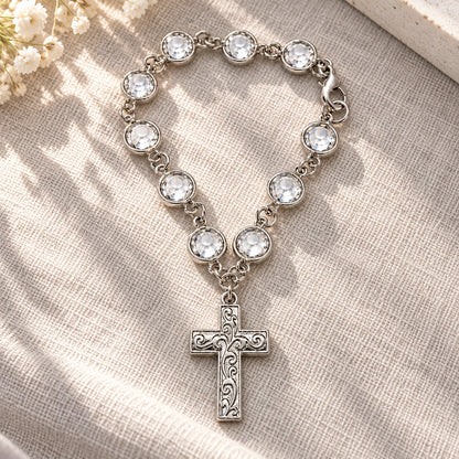 ✝️ Crystal Cross Car Charm ✨ Faith-Inspired Steering Wheel Decor