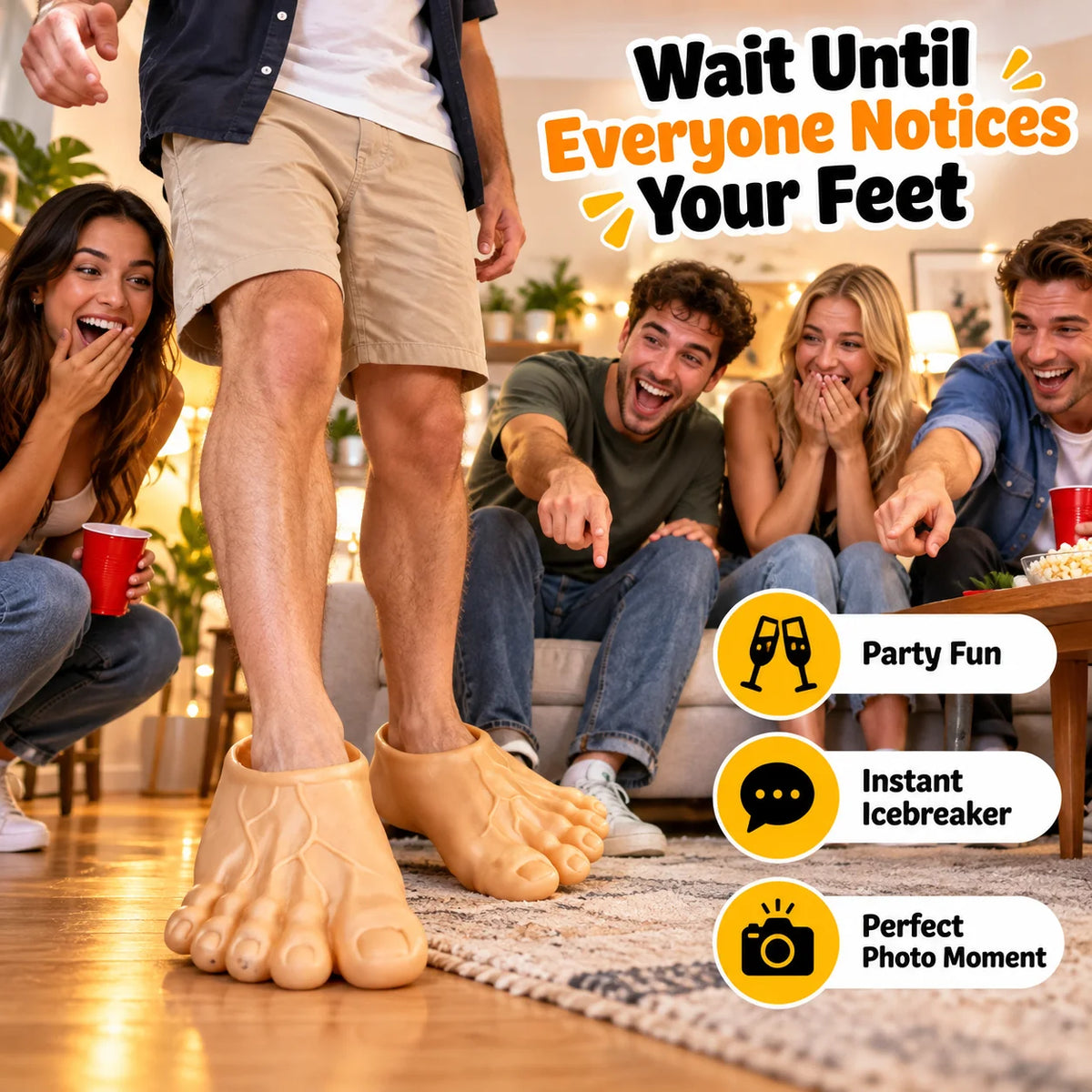 😂 WTF Are Those?! 👣 Funny Feet Slippers  — Realistic Barefoot Illusion