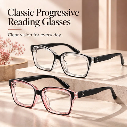 Unisex Progressive Reading Glasses, Photochromic Color Changing Lenses With Blue Light Filtering 👓