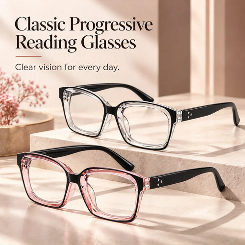 Unisex Progressive Reading Glasses, Photochromic Color Changing Lenses With Blue Light Filtering 👓
